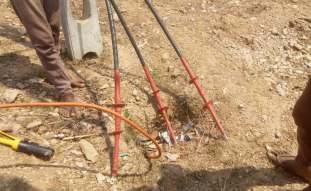 Earthing pit preparation on site